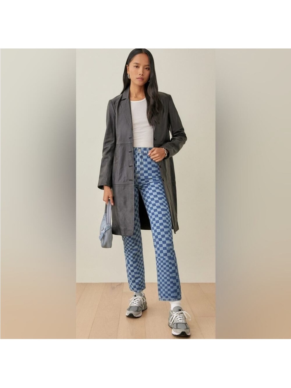 Reformation Size 26 Cynthia Checkerboard High Rise Straight Leg Jeans